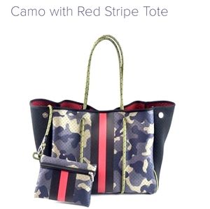 Parker & Hyde military camo striped tote bag purse